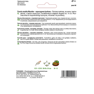 Fasola Maxidor Szparagowa Bezwłóknista Nasiona